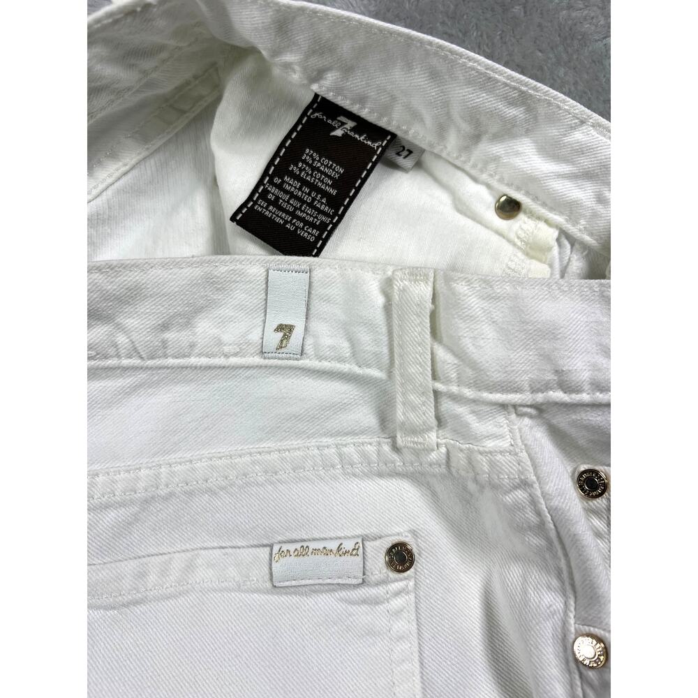 7 For All Mankind USA Made White Gold Denim Jeans 27 Mid Rise Fitted Straight - Picture 4 of 6
